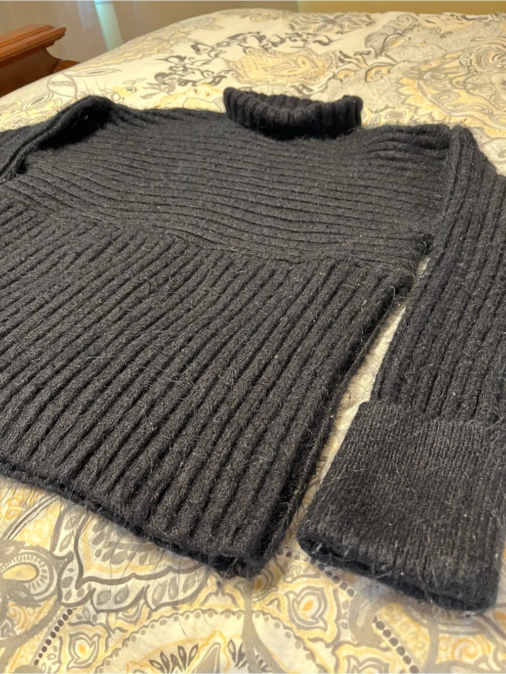 Wonderly Ribbed Mock Neck Sweater Black - Size M